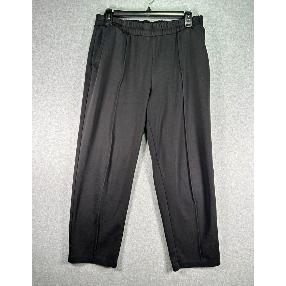 A New Day Pants Womens M Black Knit Straight Leg Pull On Pockets Stretch 28"